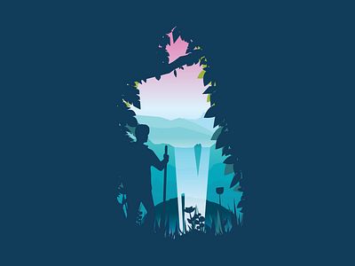Explore The World 4 adventure explore flat forest illustration mountains trees vector waterfall