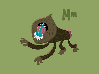 M is for Mandrill alphabet ape character character design kid kidlit monkey vector