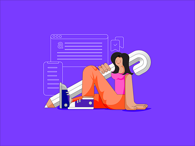 Mariana - UX Writer blind cane character character design disability flat header ill illustration linkedin person portrait vector