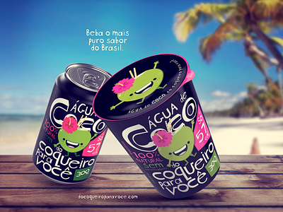 Coquito Packaging beach brasil can character coconut cup sea tropical water