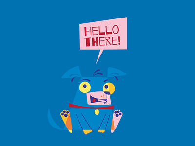Dog cartoon character character design dog flat hello illustration mascot pet vector