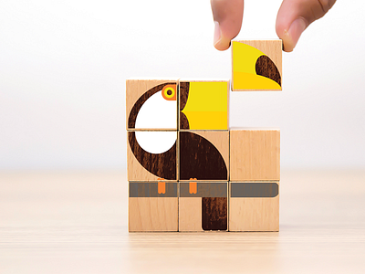 Build a Toucan animal bird block flat illustration toy vector wildlife wood wood block wooden