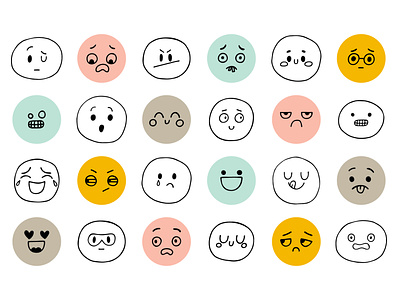 Smiley faces. Emoji avatar background child clipart cute design emoji emoticon emotion expressions funny graphic design hand drawn happy face illustration kawaii logo sketch smile smiley face