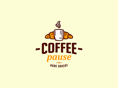 Coffee Pause bakery brand cafe coffee croissant cup design horeca logo