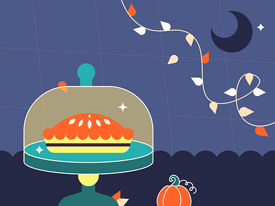 It's Thanksgiving Time 🎃 2022 2023 autumn bake cake design illustration moon night pie postcard pumpkin stars tasty thanksgiving vector