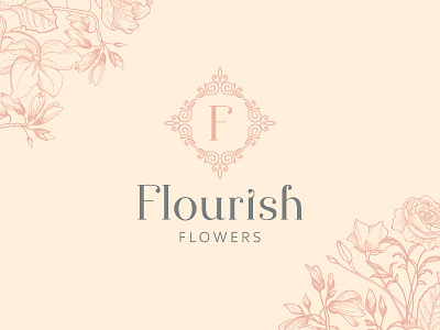 Flourish Flowers Identity brand identity cream florists flourish flowers icon logo pink