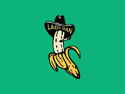 Lady Dan Stickers bananas cigarette cowboy illustration sticker