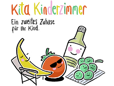 Kita Kinderzimmer banana character colours design illustration kinderzimmer kita tomato