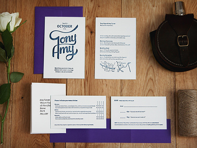 Papa Wedding Invitation hand invitation invite letterpress script typography wedding