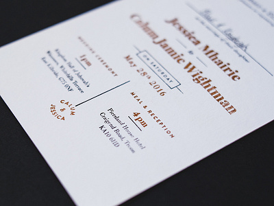 Calum and Jessica Invitation - 3 classy copper invite letterpress simple traditional wedding wedding invitation