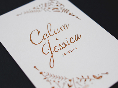 Calum and Jessica Invitation - 3 classy copper invitation invite letterpress simple traditional wedding