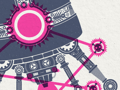 Squid Droid bot cogs detail droid fiction gears machine over print retro robot sci fi science space squid texture travel vector vintage water