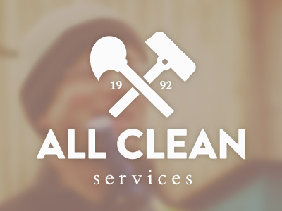 All Clean Services bold branding broom brush cleaner cleaning commercial logo mop retro service vintage window
