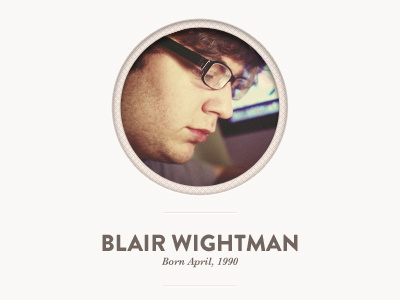 Profile Page blair designer photograph picture portfolio portrait profile self web webdesign wightman
