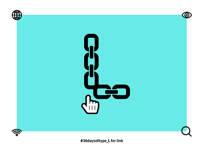 36 days of type: L is for links click cursor cyan hyperlink hyperlinks illustration l links minimal type typography