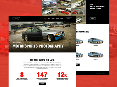 Horsepower motorsports photography website action cars drifting dynamic helvetica motorsports photography portfolio sports webdesign website
