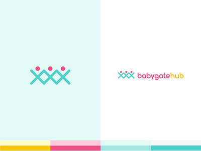 Babygatehub logo baby brand childcare cross fun gate geometry logo playful vibrant x