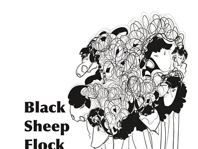 Flock o’ Black Sheep character design design digital illustration procreate brushes vector