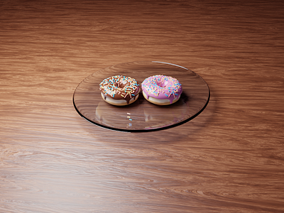 3D design - Donut an a wooden table