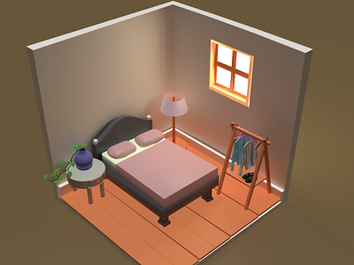 Minimalist and modern 3D designed bedroom