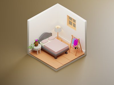 A minimalist bedroom in daylight - 3D design