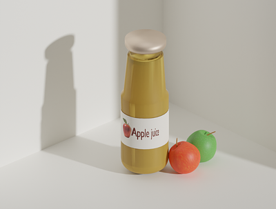 Juicy 3D: Apple Juice Bottle and Apples 3d advertising apple applejuice blender branding graphic design light packaging shop