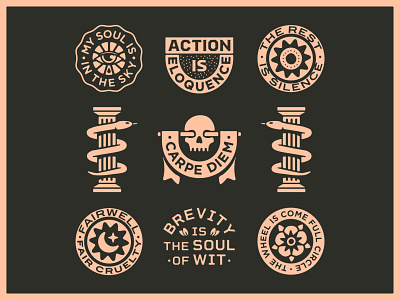 Warmups with Shakespeare III art badge branding design dribbble graphic design identity illustration lockup logo marks portfolio shakespeare skull snake typography