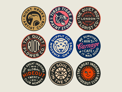 Badges, badges, badges... art badge branding design dribbble graphic design identity illustration logo mascot patch typography