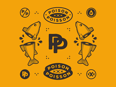 Poison Poisson 2 badge brand branding drawing graphic design identity illustration logo marks typography