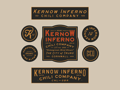 Kernow Inferno Chili Co. badge branding chili design dribbble graphic handdrawn identity illustration logo typography vintage