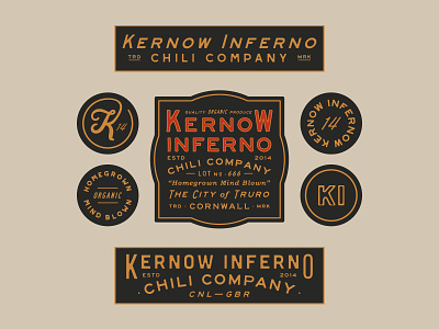 Kernow Inferno Chili Co. badge branding chili design dribbble graphic handdrawn identity illustration logo typography vintage