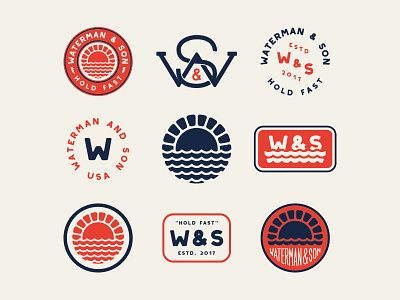 Waterman & Son badge branding dribbble graphic design identity illustration lockup logo marks monogram typography