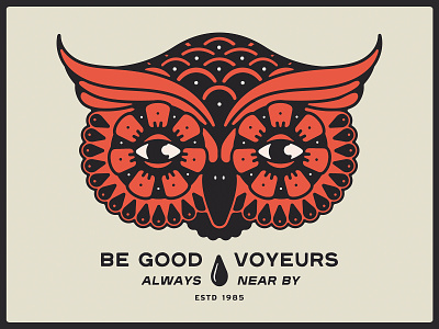 BG Voyeurs. art badge brand branding design drawing dribbble eye graphic design hand drawn handdrawn identity illustration lockup logo marks owl portfolio typography voyeur