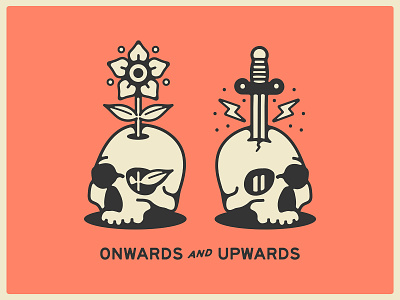 Onwards & Upwards art badge branding design drawing dribbble graphic design handdrawn identity illustration lockup logo marks portfolio skull typography