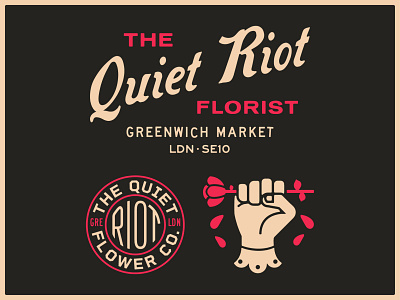 The Quiet Riot Florist art badge branding design dribbble flowers graphic design identity illustration lockup logo portfolio typography