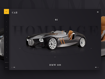 BMW 328 Hommage bmw car home landing main ui ux