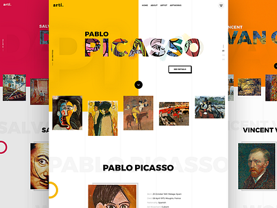 Arti art landing main orange picasso pink ui ux web yellow