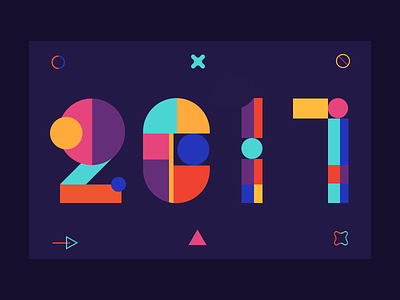 Happy New Year ! 2017 color colour geometric new year number ui
