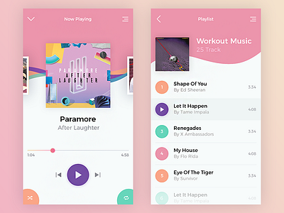 Music App UI clean design inspiration mobile music player ui ux