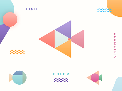 Fish & Color & Geometric clean color fish geometric ui ux wave