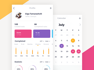 To Do App UI app calendar color event giga ios mobile reminder tamarashvili to do ui