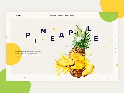 Food Web color colour designer food fruit giga inspiration landing less is more pineapple tamarashvili