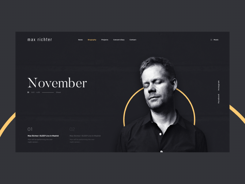 Max Richter adjara animation black color design landing music ui