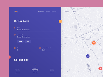 Taxi Web UI app book color designer giga map tamarashvili taxi app web