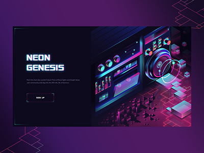 Neon Genesis 80s color giga gradient landing neon tamarashvili