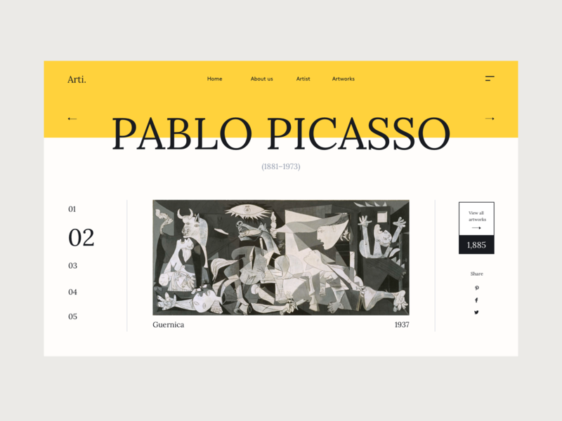Arti. layout artists website webdesign web design artist workshop style picasso art
