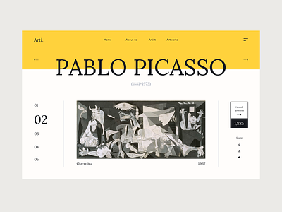 Arti. art artist artists layout picasso style web design webdesign website workshop