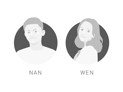 NAN & WEN character face head illustration sketch