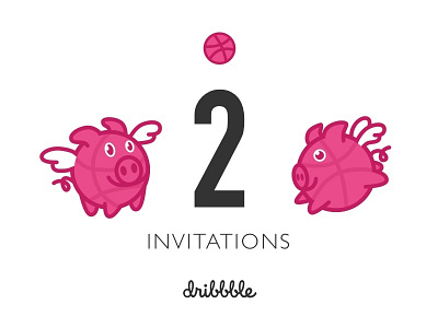 2 invitations~~~ cute dribbble fly illustration invitation invitations invite pig pink sketch wing