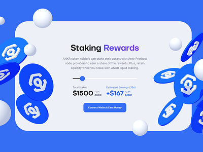 Staking Rewards 3d 3d coin ankr blockchain blue branding coin coins crypto cryptocurrency design finance financial illustration ui